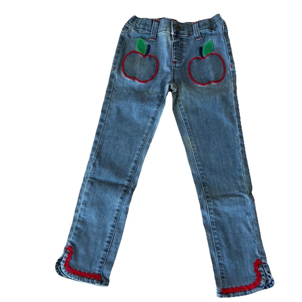 Gymboree 2007 Apple Patch Jeans Girls 6 Cottagecore Kid Retro Y2K Fruitcore